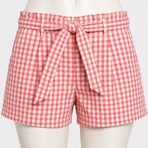 LOFT Red Gingham Paperbag Waist Tie Shorts Women’s Size Small